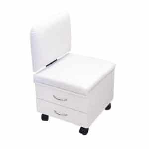 כיסא פדיקור + שתי מגירות - לבן